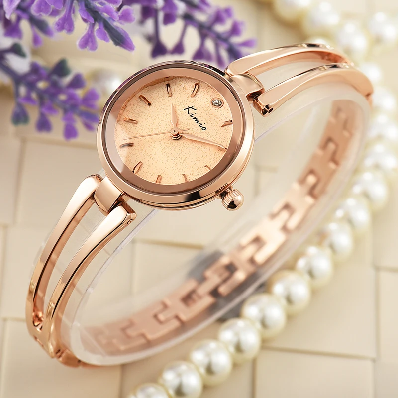 

2018 KIMIO Famous Brand Women Bracelet Quartz wristwatches Gold Skeleton Casual Ladies Dress clock Relogio Feminino &Gift Box