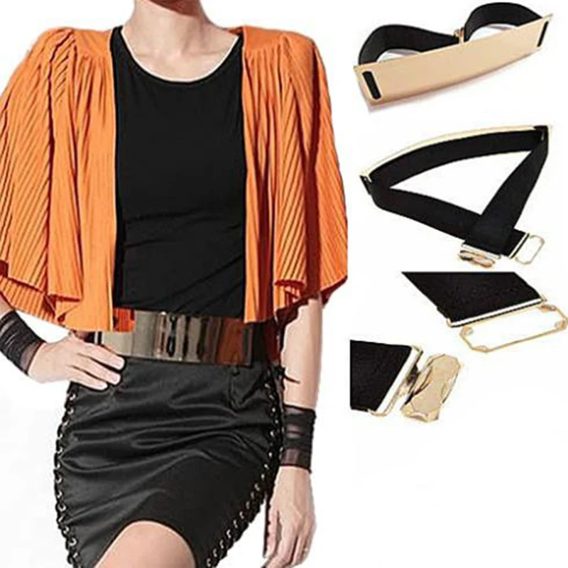 Ремень Эластичный Женский модный пояс с металлическим зеркальным покрытием