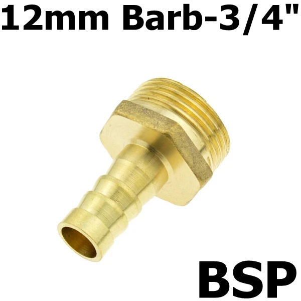 Латунный шланговый фитинг 3/4 дюймов BSP Мужской нитки 10 мм 12 16 19 25 шланга хвост трубы Соединительный шов медь муфта адаптер - Цвет: 12mm Barb-06