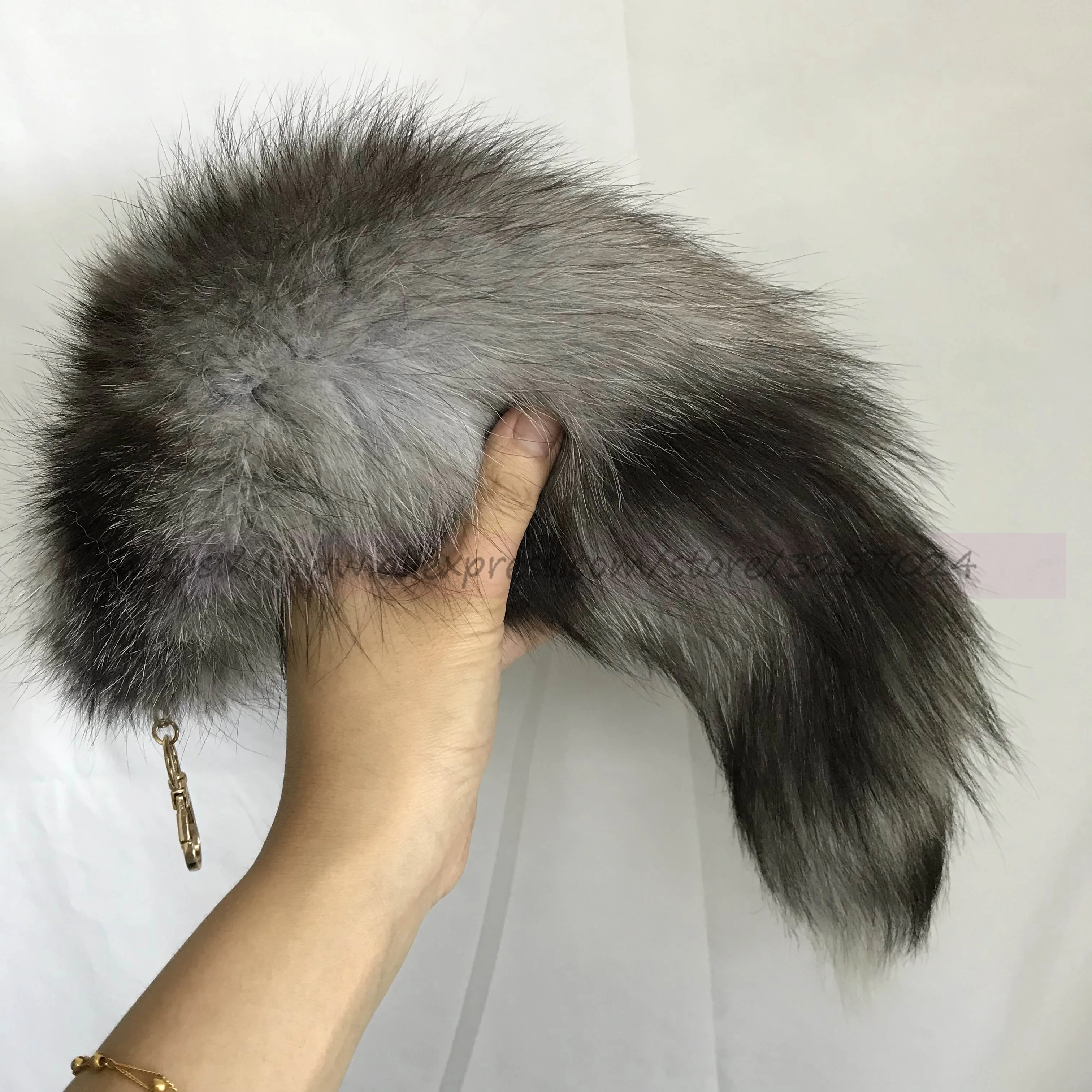 

Fur Tail Real Silver Blue Fox Fur Tail Bag Charm Tassels Keyring Handbag Pendant Accessories