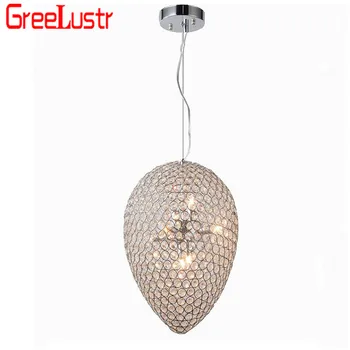 

Lustre Crystal LED Pendant Lamp Modern K9 Crystal Ball Egg Shape Lighting Fixture Hanglamp Contemporary Pendant Lights Abajour