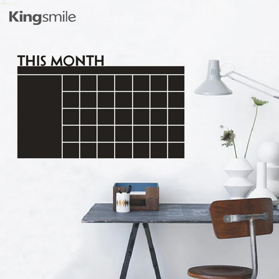 

Monthly Chalkboard Calendar Wall Stickers Decals Blackboard Vinyl Sticker Planner Wallpaper Office Kitchen Home Decor 100*64 cm