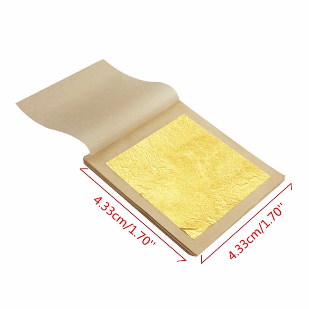New 50/100Pcs 24 K Edible Gold Foil Leaf Cooking Food Art Work Decor Gilding 4.33x4.33cm