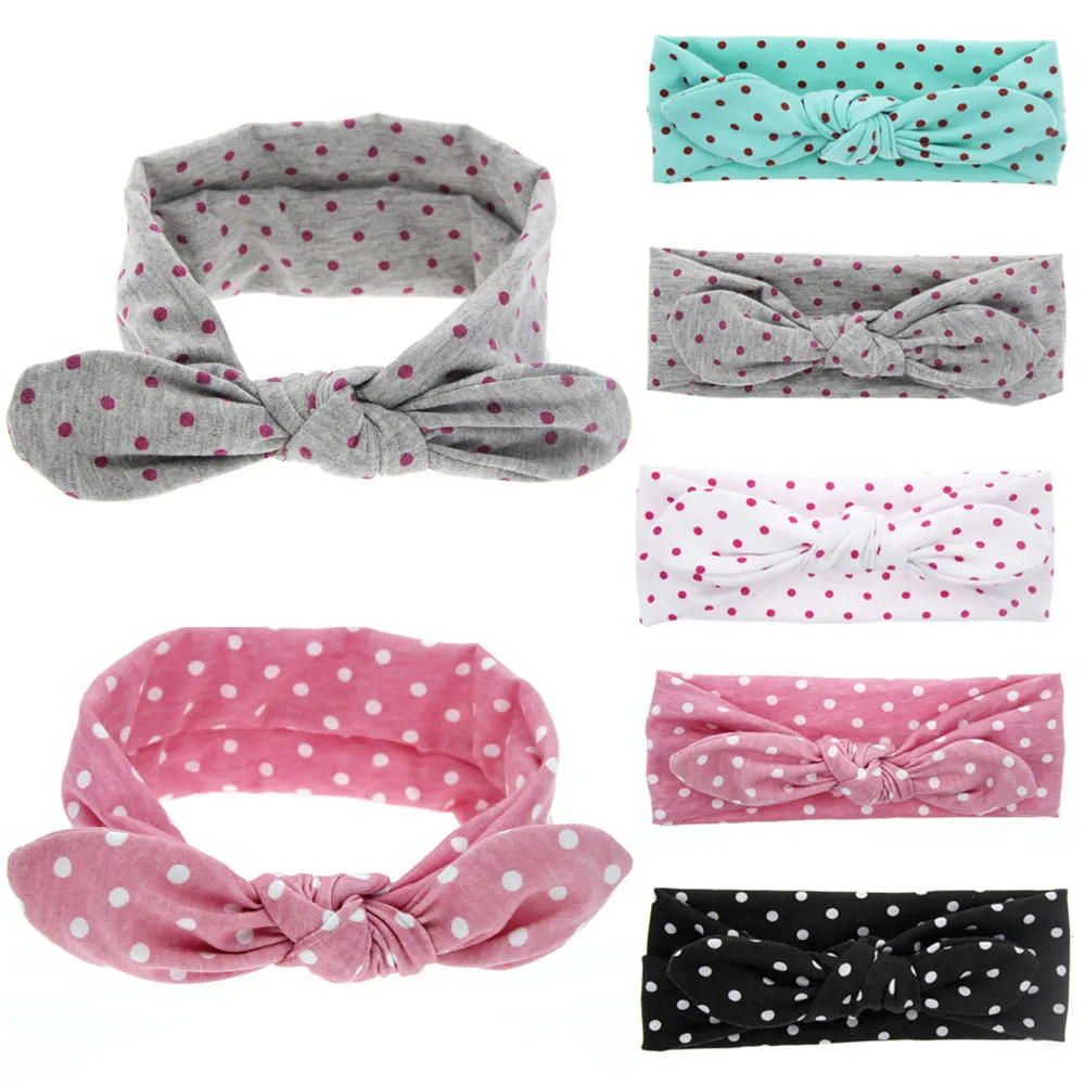 

Headband multifunctional Rabbit Ears Elastic acessorio para cabelo Wave Point Bowknot korean cute Headband