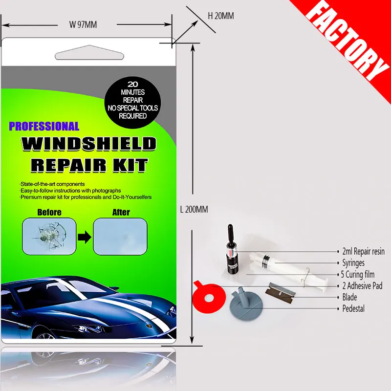 

Windshield Repair Kit Quick Fix Car Cracked Glass Windscreen Repair Tool Kit Resin Sealer DIY Auto Window Screen Polishing