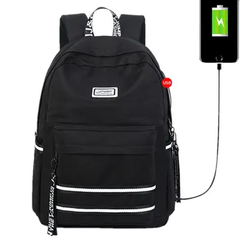 

Women Backpacks External USB Charge Waterproof 15.6" Laptop Backpack Travel Bag Casual School Bags For Teenagers Girls Schoolbag