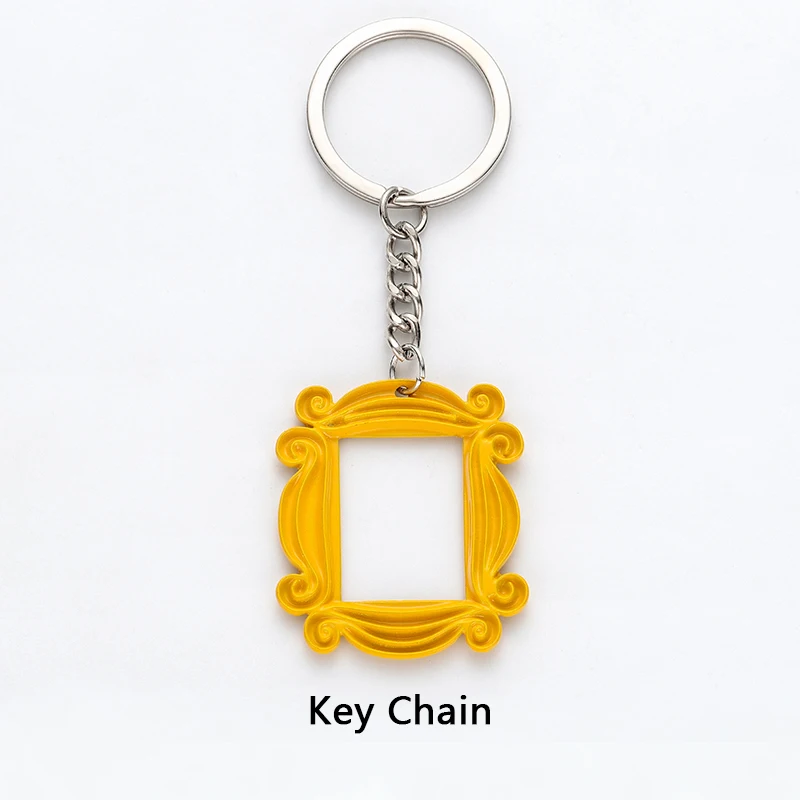 

Yellow Photo Frame Anime Keychain Stainless Steel Round Cute KeyChain Trendy Jewelry Choker Women Accessories Souvenir Keyring