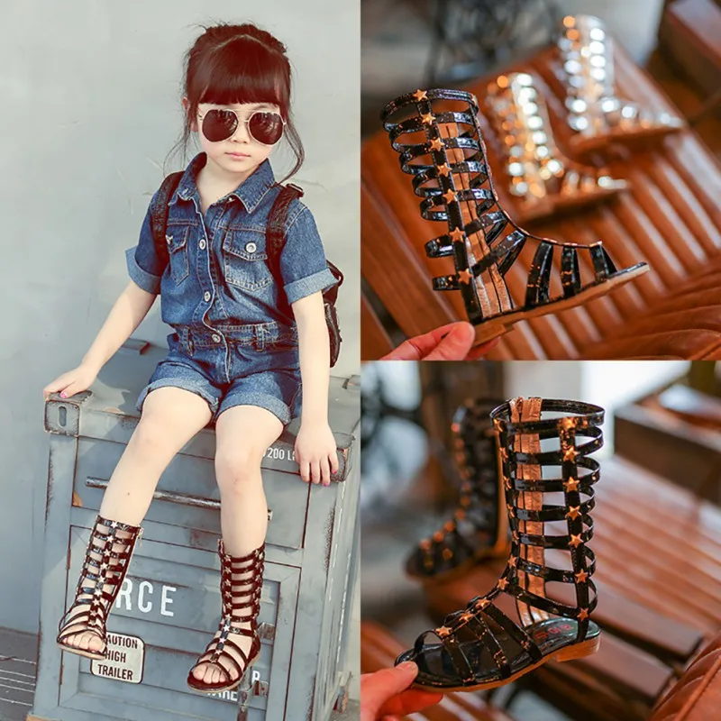 Summer Baby Girl Sandals High Baby Girl Boots Rome Style Zipper PU Fashion Kids Boots Girls Shoes Prewalker