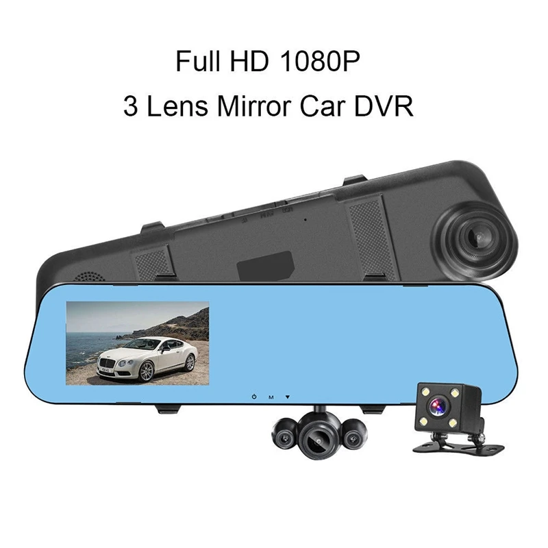 4 дюйма Full Hd 1080P 140 градусов Автомобильный видеорегистратор зеркало заднего вида с