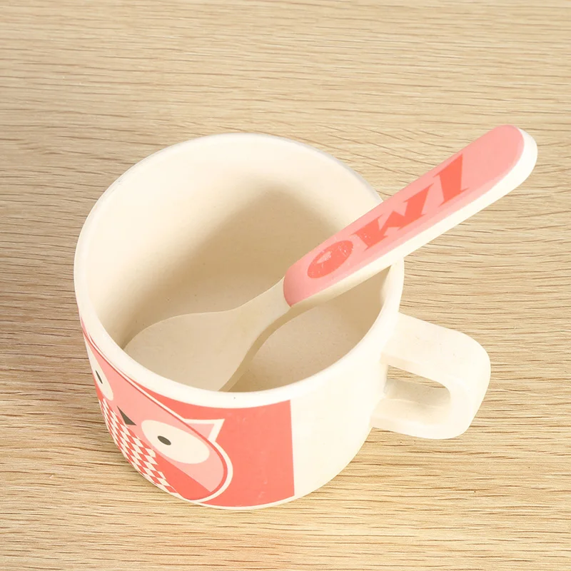 5Pcs Cartoon Bamboo Tableware Animal Baby Feeding Food Bowl Infant Kids Plate Eco-friendly Cute Children Baby Eating Food Bowl
