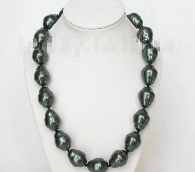 

Genuine baroque 22mm 18" Tahitian-black south seashell pearls necklace j7025