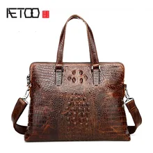 AETOO новая крокодиловая тисненая кожаная сумка мужская деловая сумка через плечо кожаный портфель винтажные сумки-мессенджеры сумки для ноутбуков
