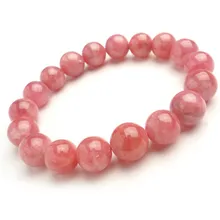 11mm Genuine Natural Rhodochrosite Gems Stone Pink Rose Loose Round Bead Fashion Women Femme Love Charm Bracelet
