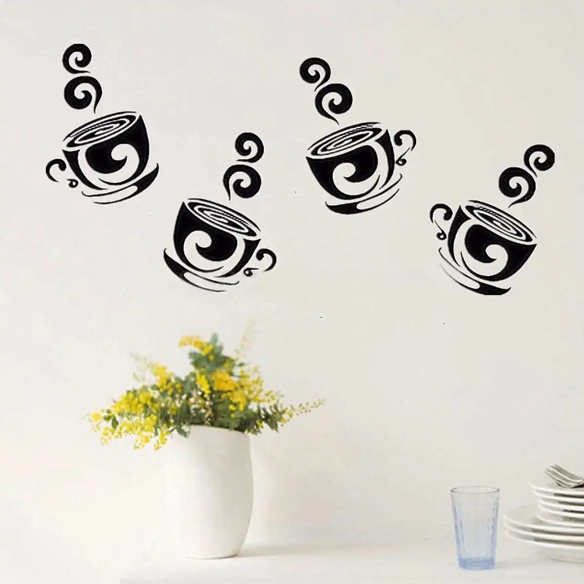 DIY Coffee Cup wall stickers for kitchen decor on the wall home decoration accessories kitchen wall stickers vinilos decorativos