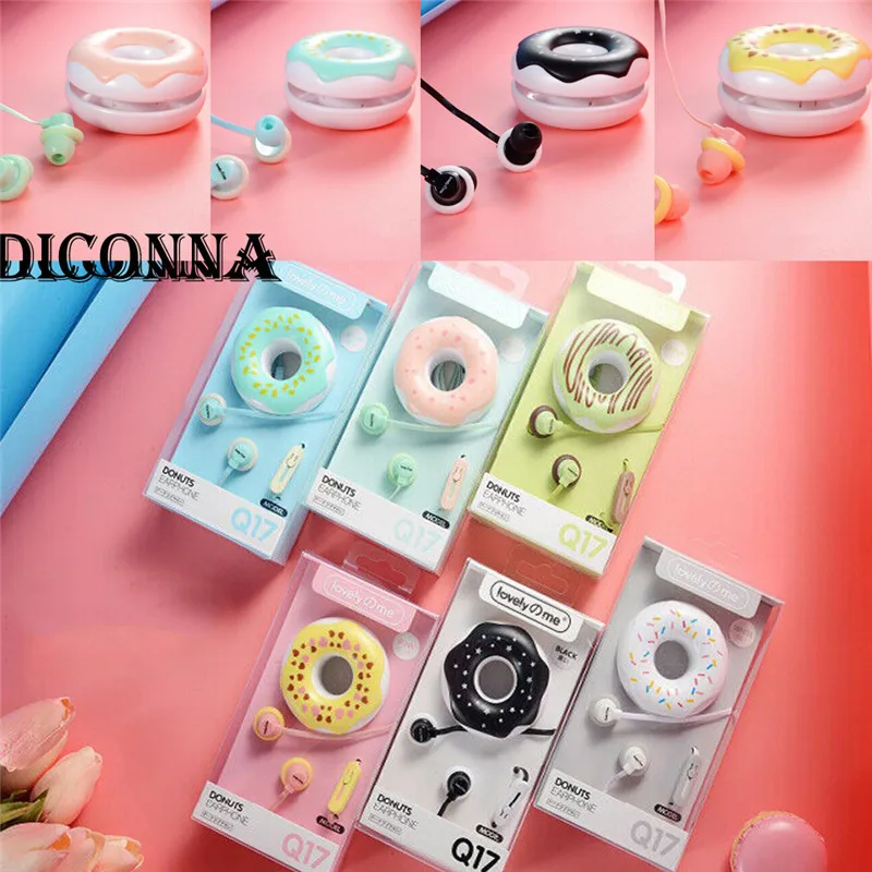 

Creative Design Cute Earphones Macarons Donut Cartoon Earphones Portable Earplugs 3.5 mm High Sound Quality Earbuds
