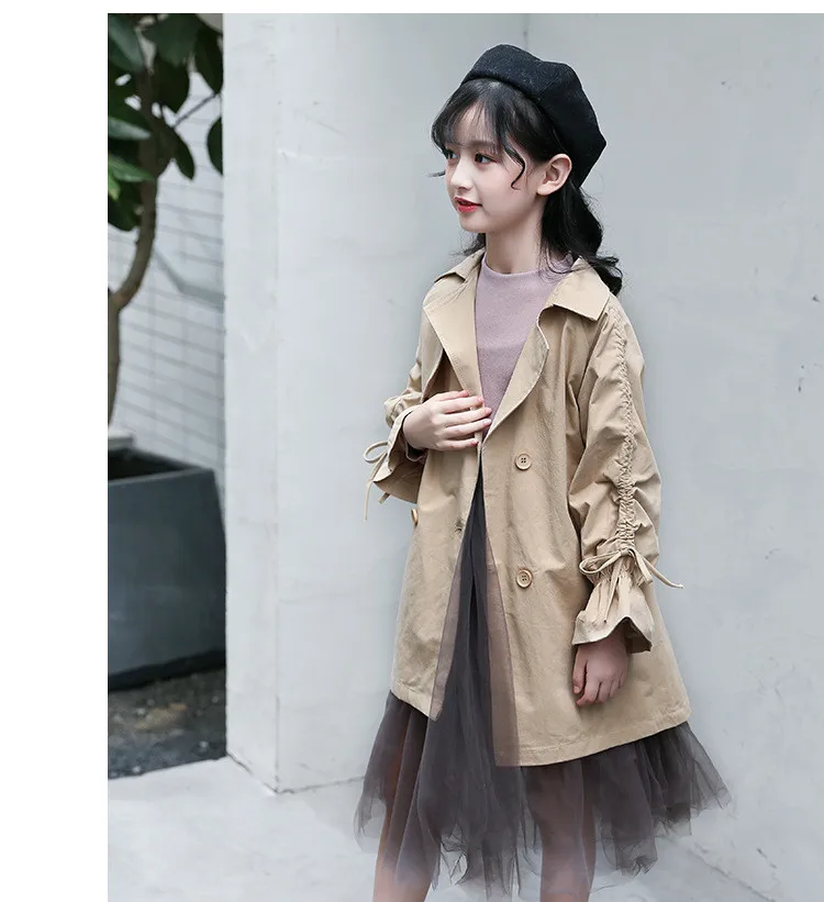 new style girls clothes teens windbreaker children long outfit coat princess trench coats 013