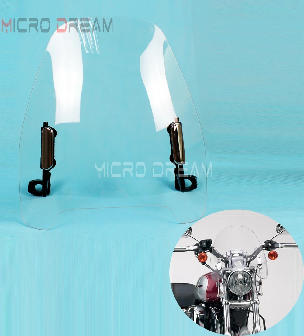 Прозрачный лобовое стекло мотоцикла для Kawasaki Honda Yamaha Suzuki Cruiser Универсальный