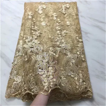 

2019 Latest Nigerian Laces Fabrics With Beaded Stones High Quality Tulle African Laces Fabric Wedding African French Tulle Lace