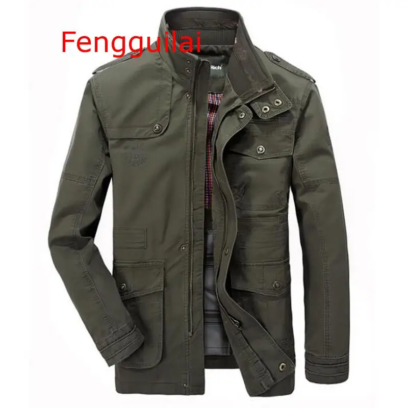 Men Jacket 2019 Autumn And Winter Causal Cotton Windbreaker Long Jackets Mens Outwear Jacket Men Trench Pocket Coats M-7XL