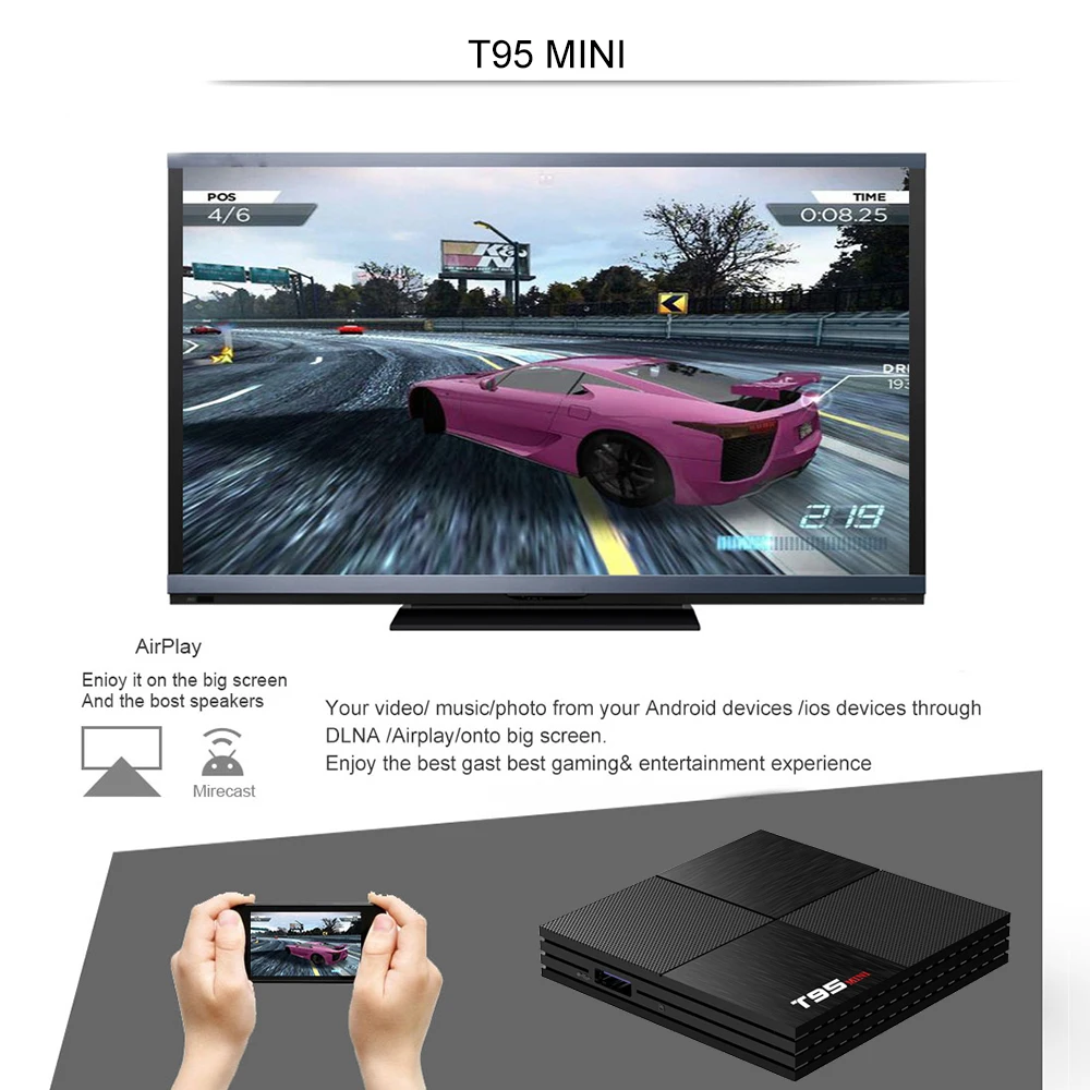 Wechip 6K T95 Mini Android 9 0 Smart TV Box Allwinner H6 Поддержка 2 4 ГГц Wi Fi Гб 16 четырехъядерный