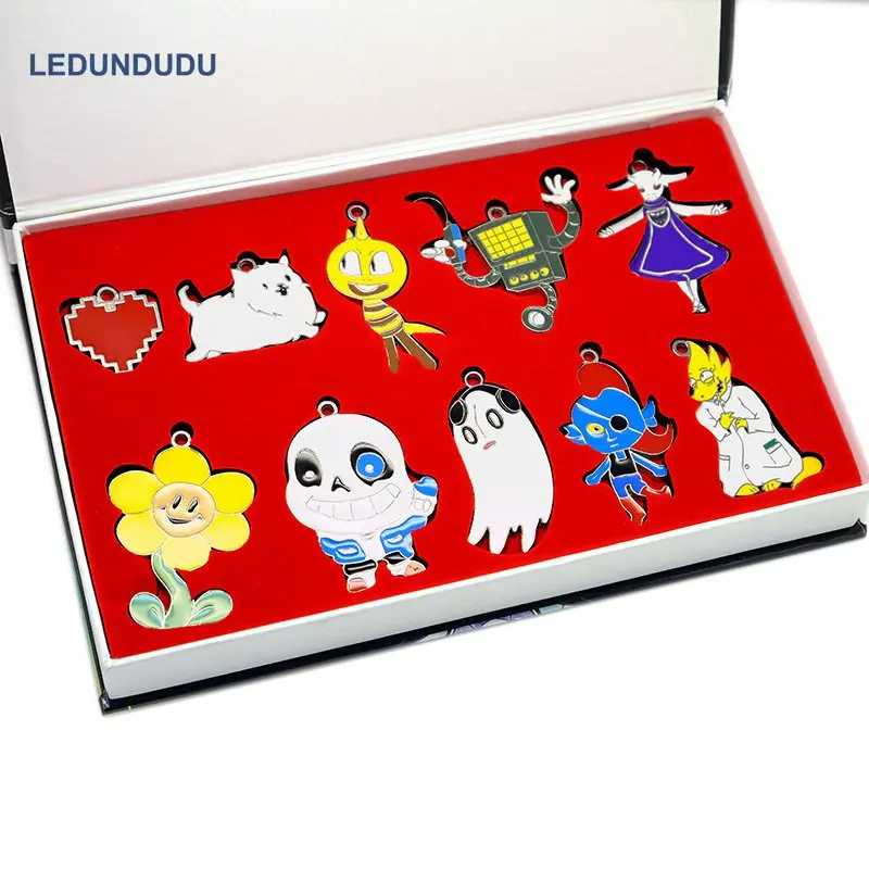 

Fashion Game Undertale Cosplay set Sans Papyrus Action Figures Cos Props Collection Necklace Pendants Keychains with Color Box
