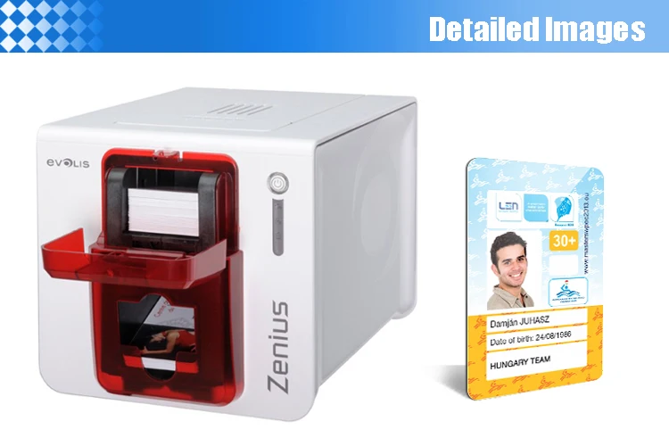 Evolis zenius PVC id card printer single side come with a color ribbon R5F008S141 YMCKO bluetooth small printer