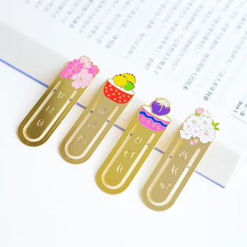 

4 pcs/Lot Flower & Plant Metal bookmarks for reading Succulents Sakura paper clip School supplies marcapaginas metalicos 6425