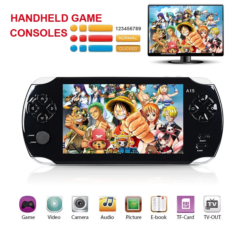 

5 inch HD screen Portable Multimedia Player 8GB Handheld game consoles MP3 MP4 player gamepad Digital Video Camera e-books