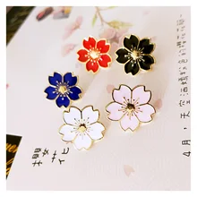 5pcs set Spring Romantic Enamel Cherry Blossoms Brooch Bijoux Pin Brooch Hijab Scarf Buckle Bag Shirt