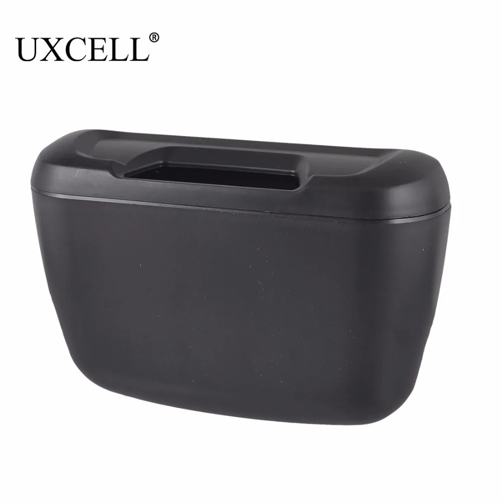 Black Plastic Vehicle Auto Goods Car Trash Bin Garbage Box w Hookin