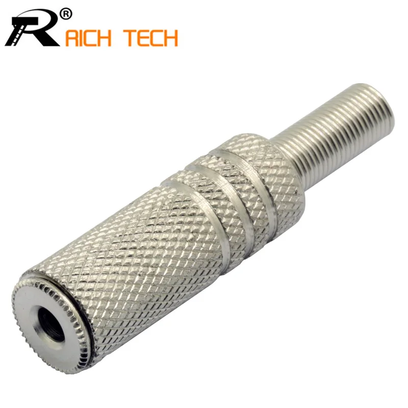 

1pc Reticulate Jack 3.5mm 3 pole stereo female connector metal 3.5mm jack inline socket solder wire connector