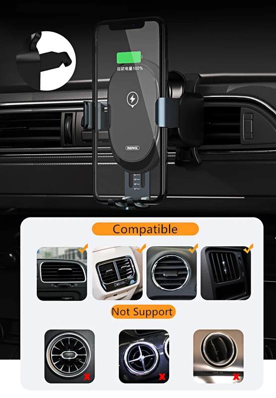 Remax Qi Car Wireless Charger For iPhone Xs Max Xr X Samsung S10 S9 Intelligent Infrared Fast Wirless Charging Car Phone Holder