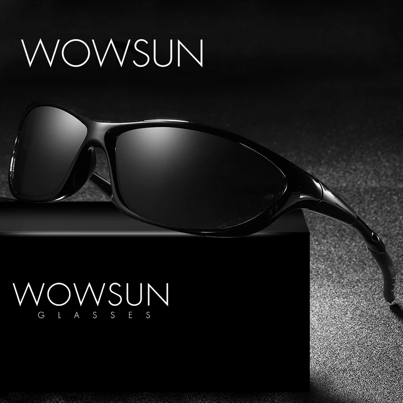 

WOWSUN Brand Men Polarized Sunglasses Designer Sport sunglasses Driving Fishing Sun Glasses Black Frame Eyewear Accessories A026