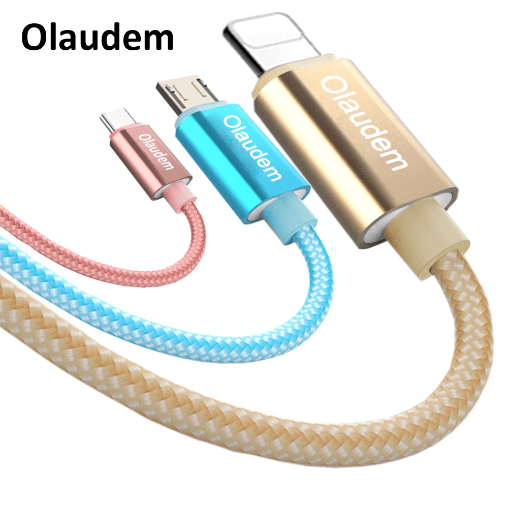 

Olaudem USB Cable for iPhone XS Max XR X 7 Plus 8 6 5 S Plus Micro USB Data Cable USB Type C Cable Fast Charging for Samsung