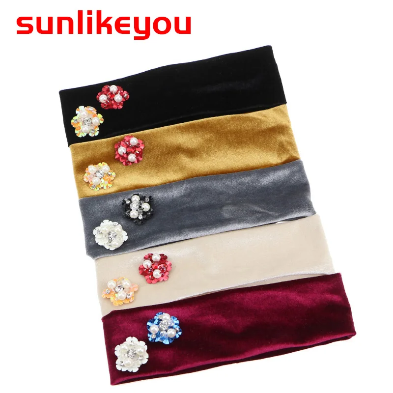 

Sunlikeyou Newborn Toddler Turban Boys Baby Velvet Headband Elastic Flower Kids Hair Band Headband For Girls Hair Accessories