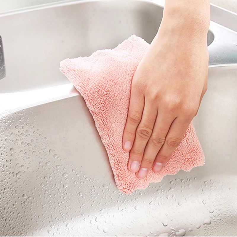 Anti grease Fiber Dishcloth Dishrag Duster Wash Cloth Hand Towel Cloth