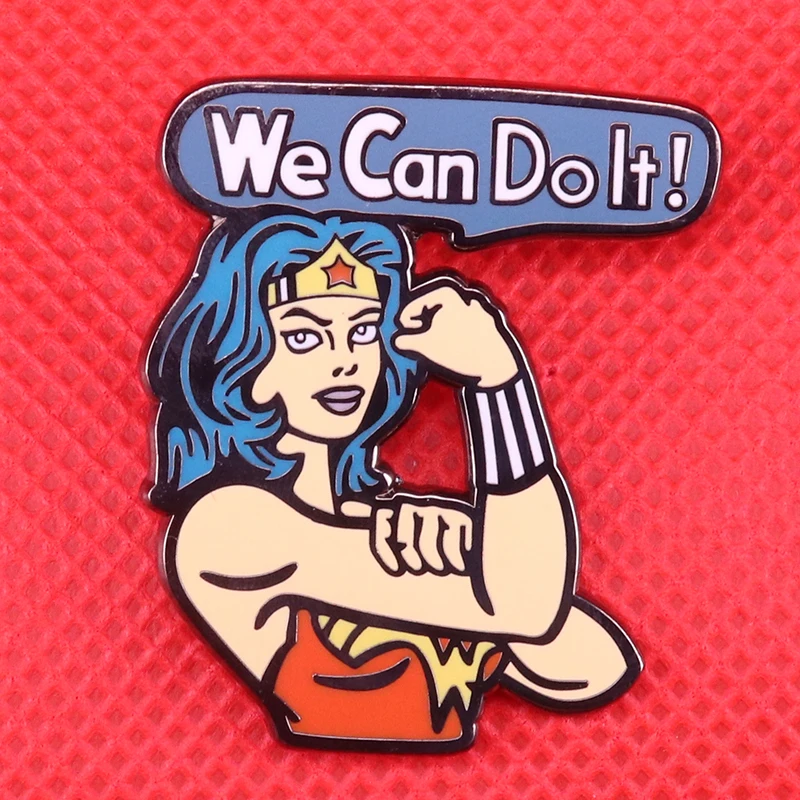 

Wonder Woman we can do it enamel pin Rosie the riveter brooch girl power badge feminist pins women gift jackets backpack accesso