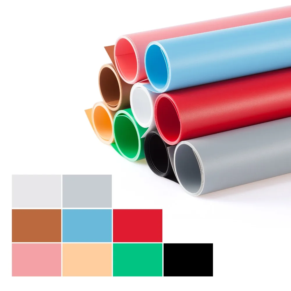 

9 Color Kit Photography Backdrop Matte PVC background 24x51" White Black /26x51" Gray  Blue  Yellow  Pink  Red  Green  Coffee