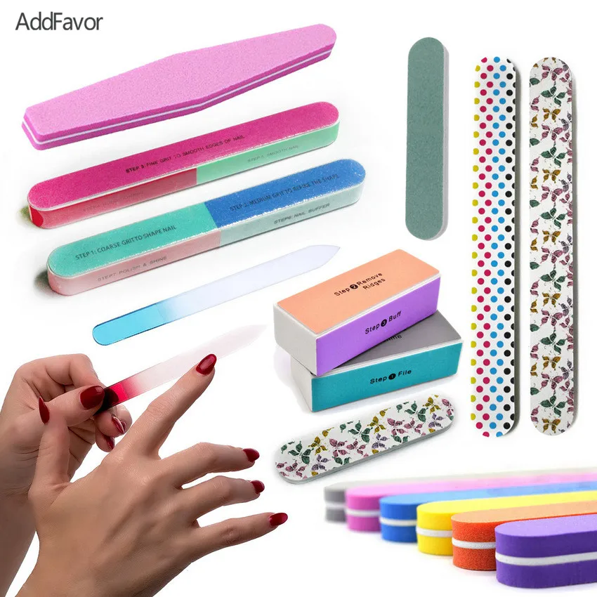 

AddFavor 2Pc Nail File Polishing Tool Manicure Sanding Paper EVA Nail File Buffer UV Gel File Block DIY Trimming Nail Art Kits