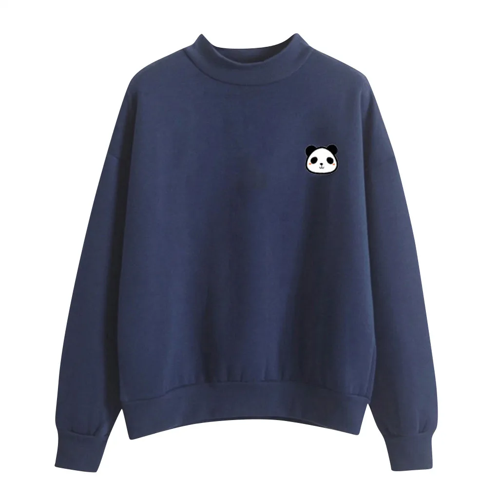 

2019 Solid Panda Sweatshirt Hoodies Women Long Sleeve Pullover Sweatshirts Women Casual O Neck Sudadera Mujer