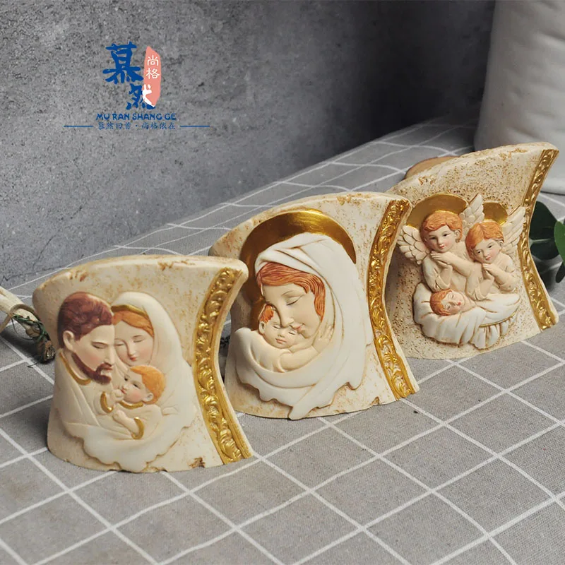 

Catholic Holy Family Triple Holy Mother's Angel Christmas Manger Setting up Church Members'Gifts