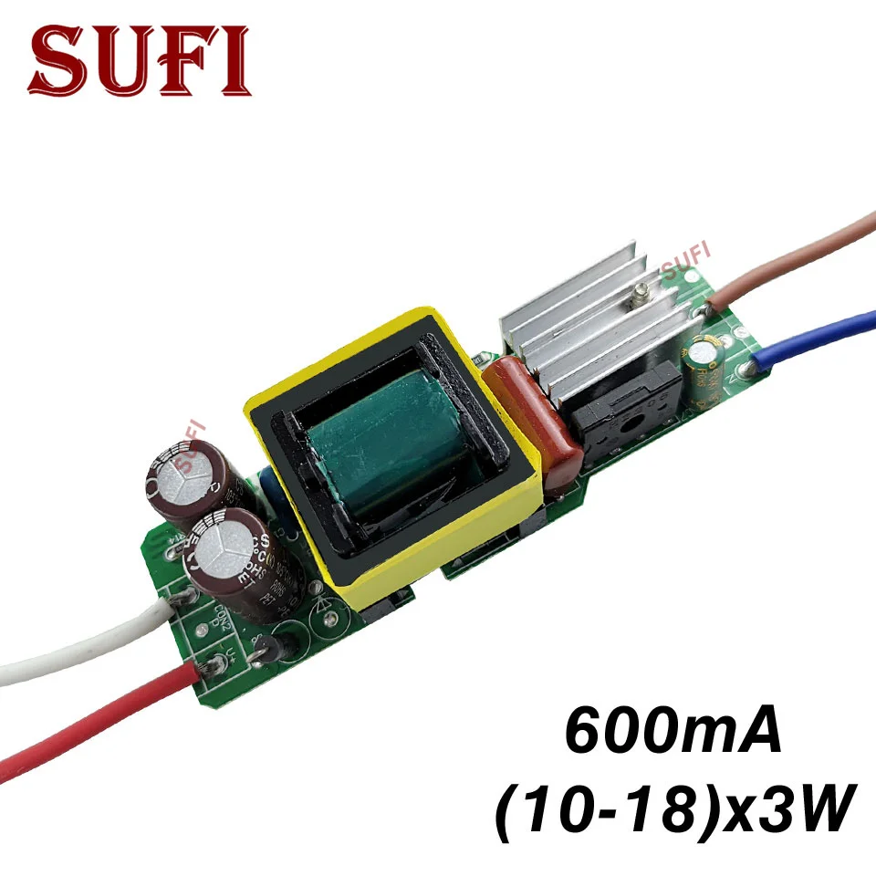 

LED Driver Built-in Lighting Transformers Output DC30-60V Current 600mA (10-18)x3W For 30W 36W 48W 54W DIY LED Lamps Spotlights