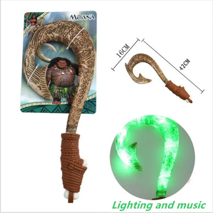 

Vaiana Bonec Moana Maui weapon cosplay model fishing hook action figure toy can make light and sound Oyuncak for kids gift