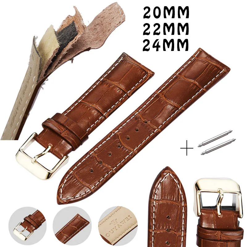 20mm 22mm 24mm Leather Watchbands Watch Band Straps Black Brown Strap for Man and Women Accessories Belts for Boys and Girls