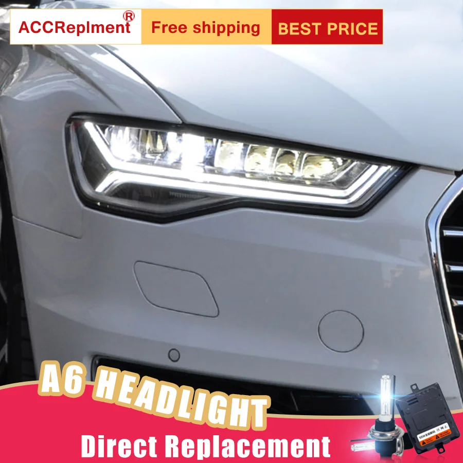 Best Price 2Pcs LED Headlights For Audi A6L 2012-2016 led car lights Angel eyes ALL LED KIT Fog lights LED Daytime Running Lights