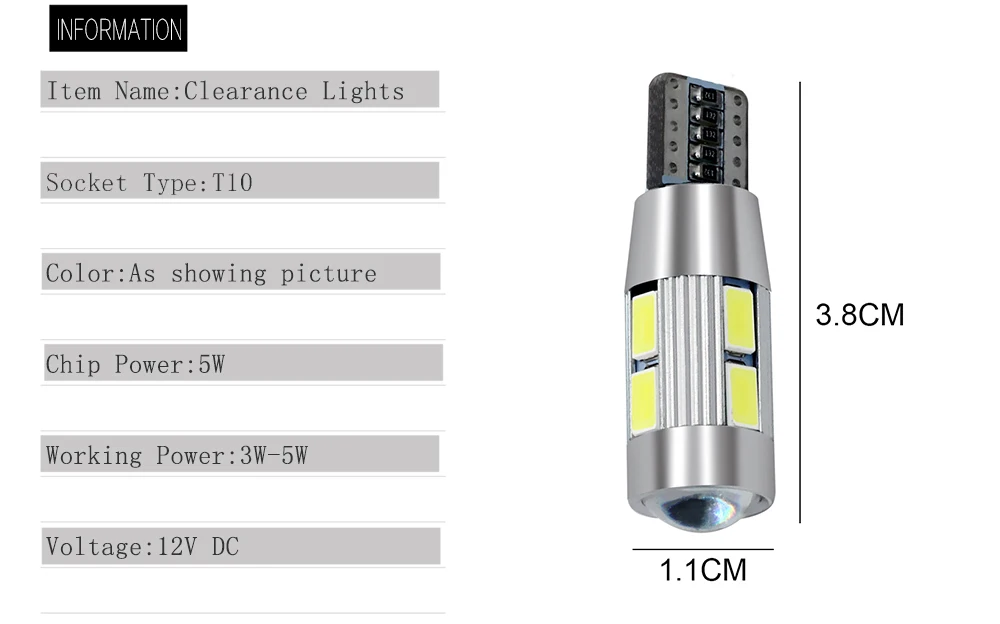 Авто светодиодный T10 Canbus 194 W5W 10 SMD 5630 5730 светодиодный светильник лампа без ошибок светодиодный светильник парковки T10 светодиодный бортовой светильник стайлинга автомобилей 1 шт