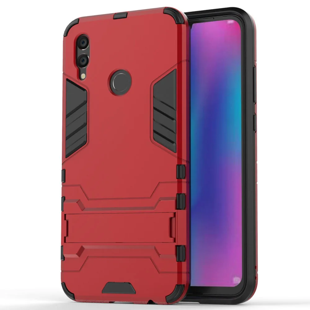 لهواوي P الذكية 2019 حالة غطاء الفاخرة الحديد رجل الوقوف حالة غطاء شديد الاحتمال + لينة سيليكون غطاء من البولي يوريثان الحراري لهواوي P الذكية ز...