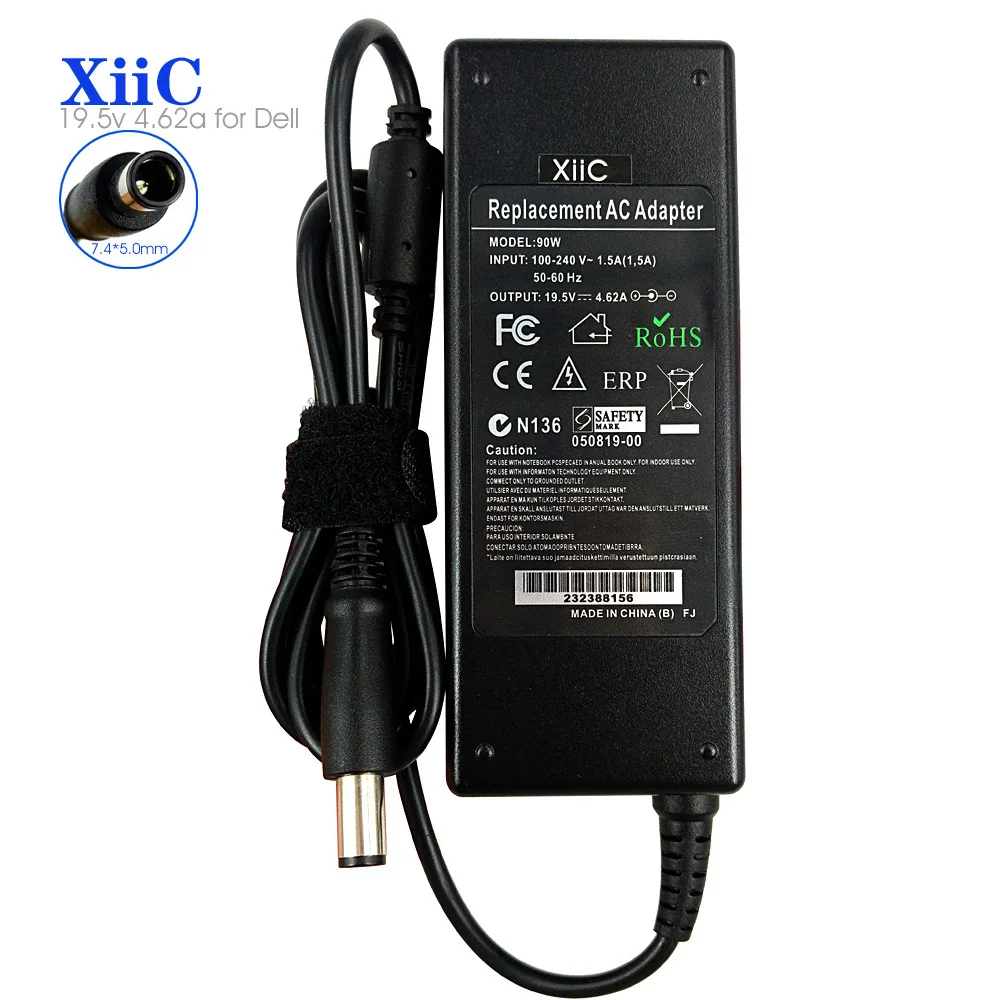 

XiiC 19.5v 4.62a Ac Power Laptop Adpter For Dell Latitude N5110 N5010 E6420 N7010 Compatible 19.5V 3.34A Charger 7.4*5.0mm 90w