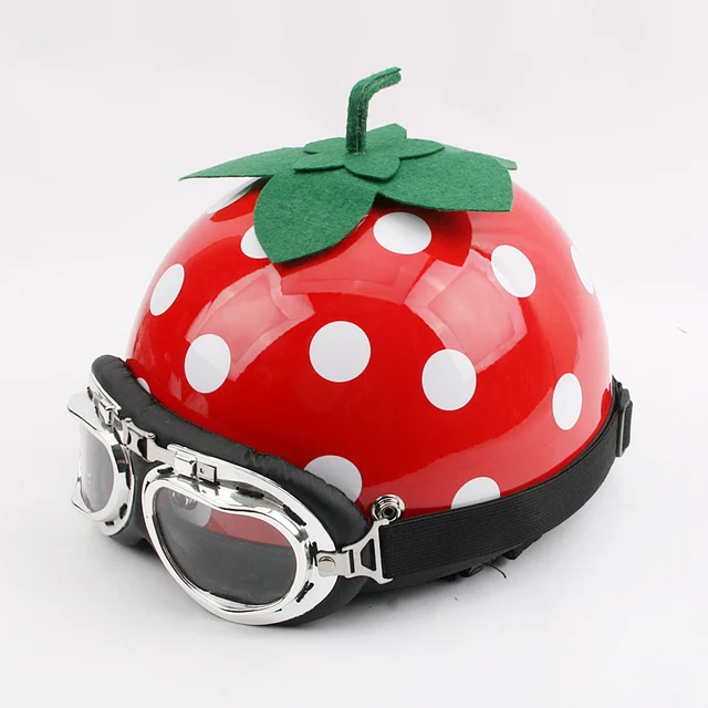 Womens motorcycle helmet Vintage strawberry helmet Girls scooter half