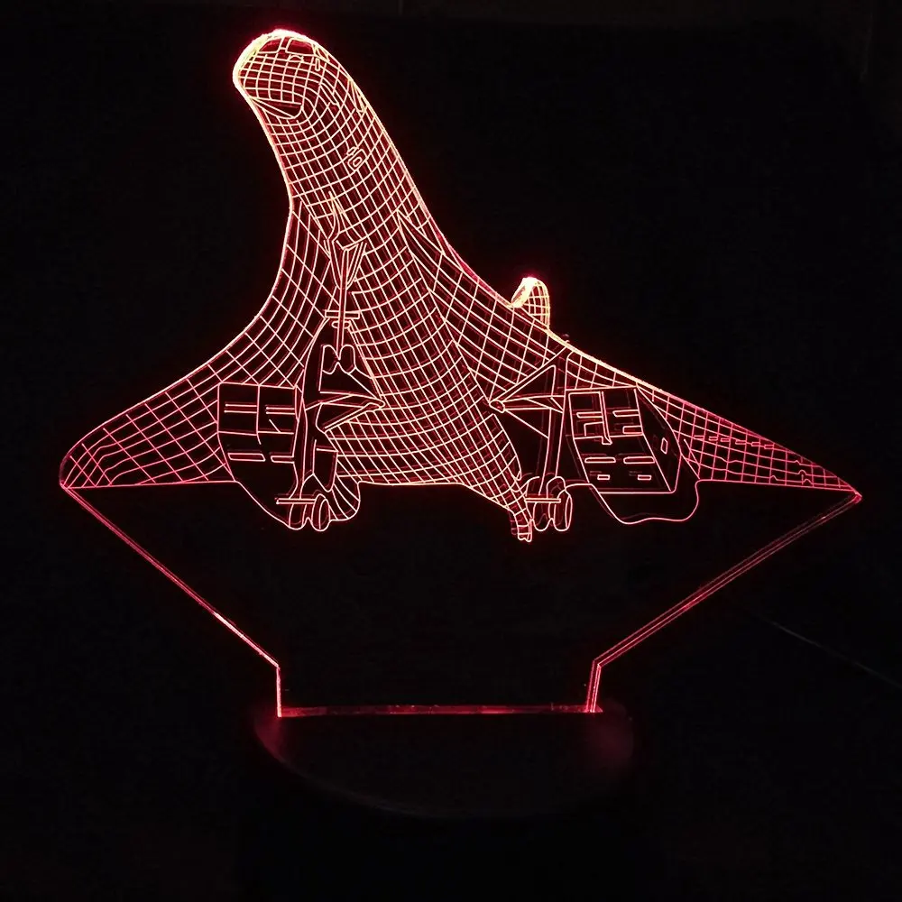  Creative 7 Color Change 3D Vision Airplane Modelling Led Aircraft Night Light Desk Lamp Decor Usb S